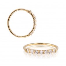 Gold Plated Sterling Silver 7 CZ Hoop Endless Nose Ring 20g